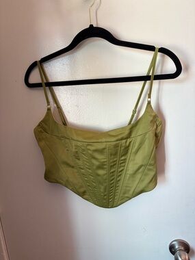 White Fox Boutique Olive Green Corset Crop Top